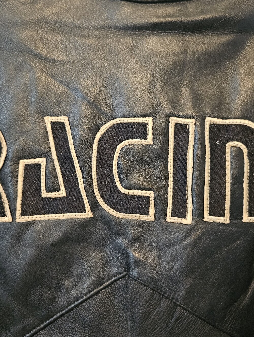 Vintage Marlboro Black Leather Racing Jacket Size L Large Embellished W Patches - Picture 12 of 16